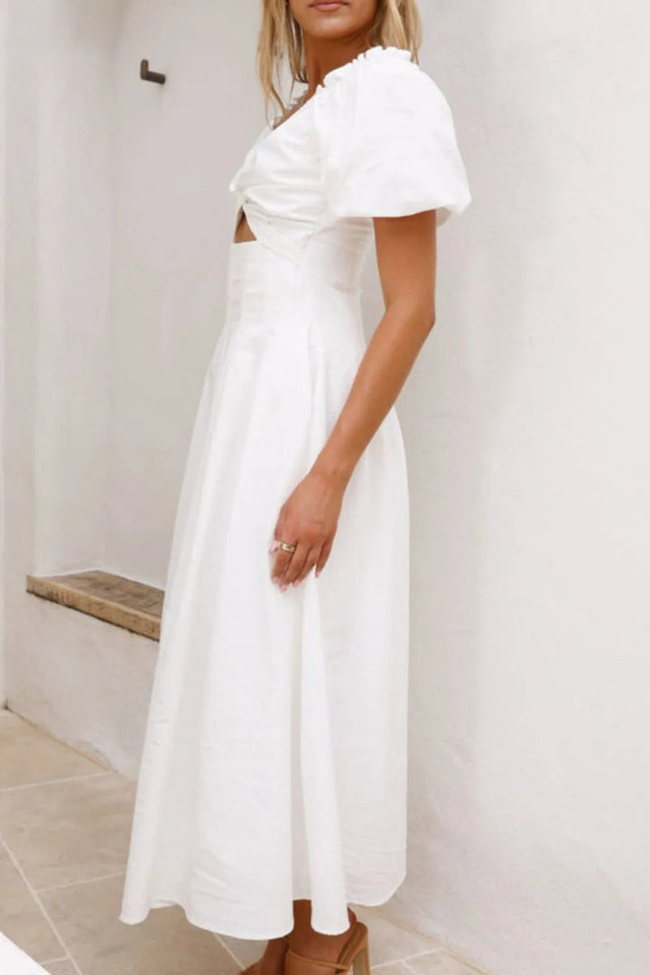 Sweetheart Neck Puff Sleeve Dress - VeauBeauty