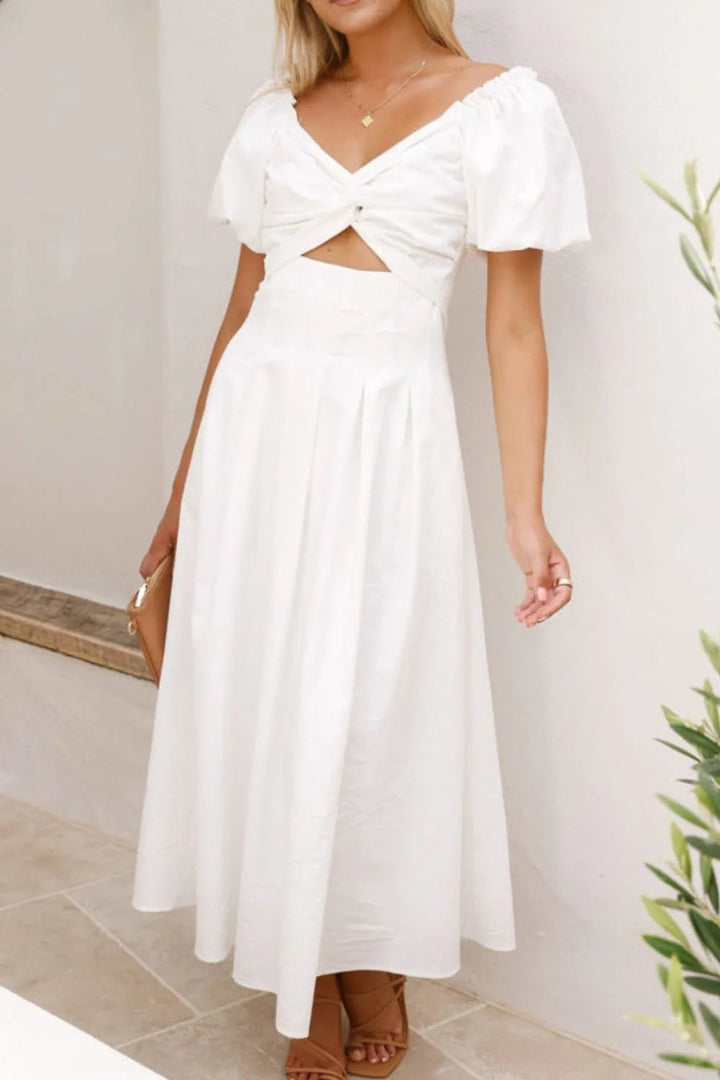 Sweetheart Neck Puff Sleeve Dress - VeauBeauty