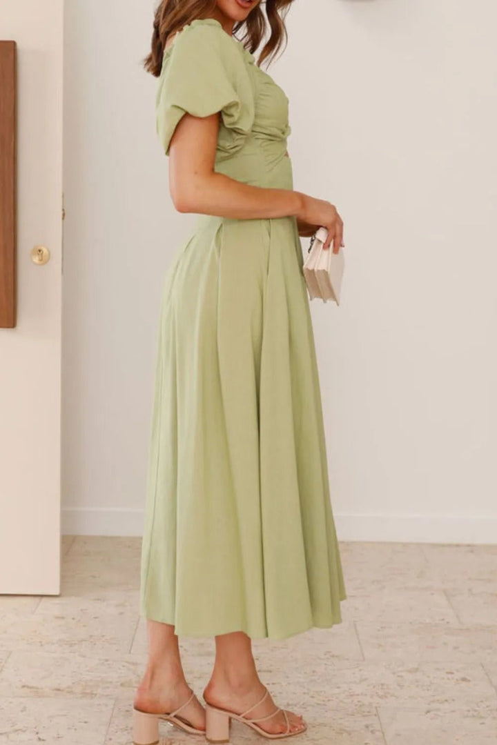 Sweetheart Neck Puff Sleeve Dress - VeauBeauty