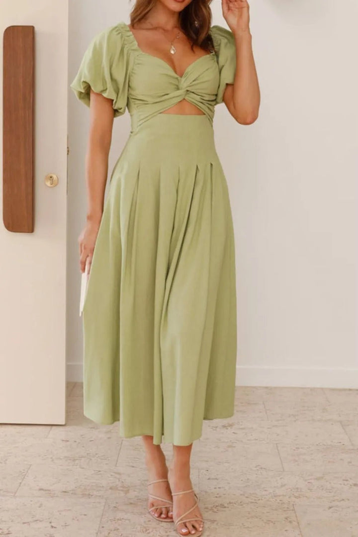 Sweetheart Neck Puff Sleeve Dress - VeauBeauty