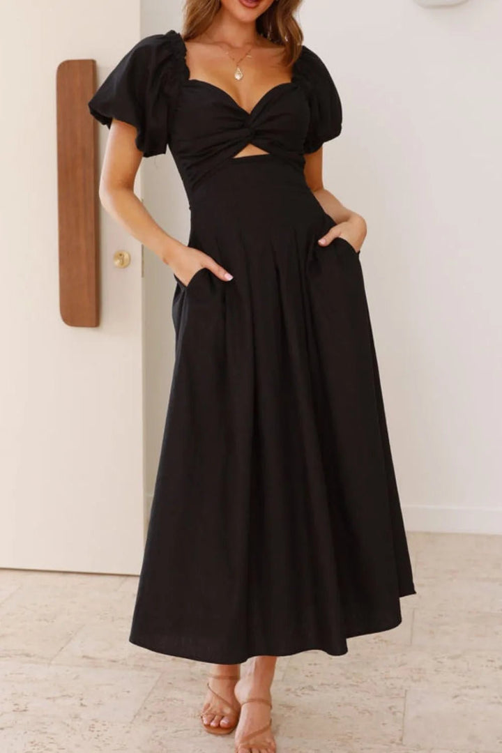 Sweetheart Neck Puff Sleeve Dress - VeauBeauty