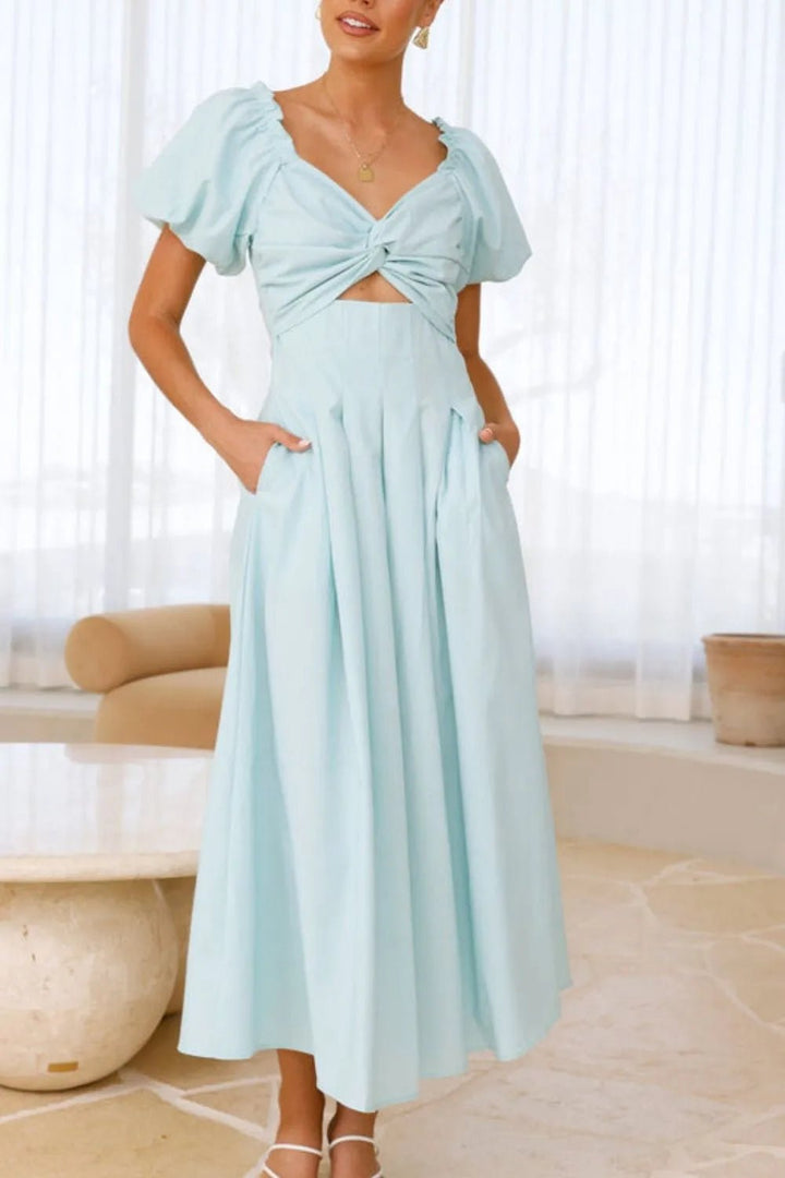 Sweetheart Neck Puff Sleeve Dress - VeauBeauty