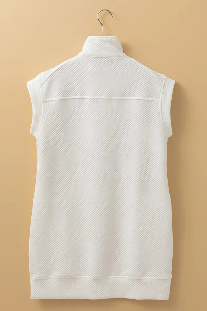 Textured Half Zip Collared Cap Sleeve Mini Dress - VeauBeauty