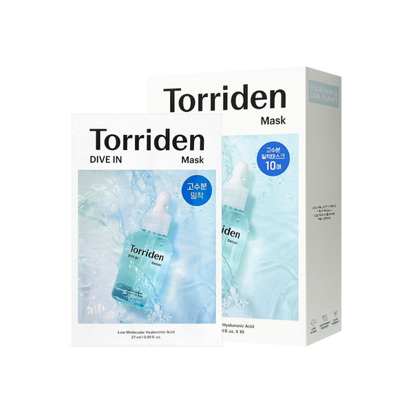 Torriden DIVE - IN Low Molecular Hyaluronic Acid Mask 10 - Pack – Deep Hydration & Soothing Sheet Mask - VeauBeauty