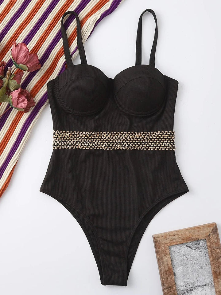 Velvica Push - Up Swimsuit – 2025 Black One - Piece Bodysuit Swimwear for Women - VeauBeauty