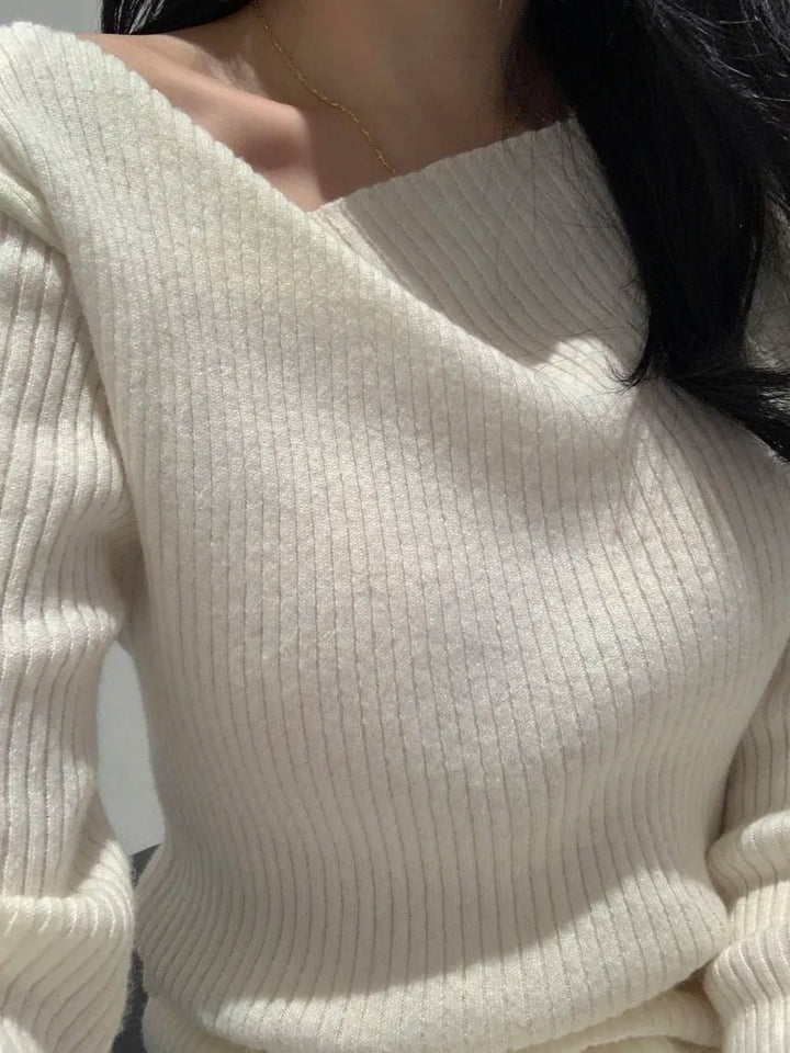 VNeck Slim Fit Knit Sweater – Tie Waist Long Sleeve Pullover for Women 2025 - VeauBeauty