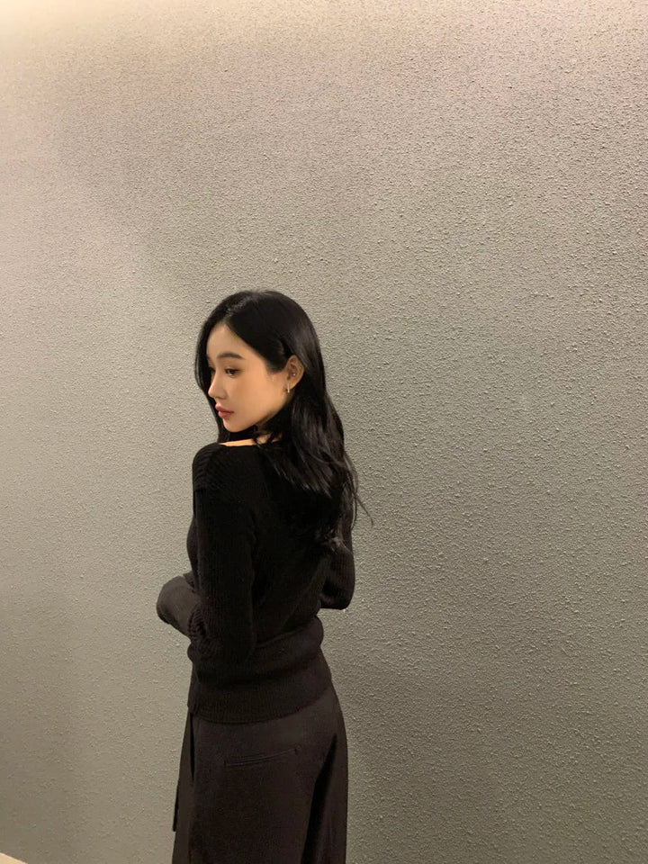VNeck Slim Fit Knit Sweater – Tie Waist Long Sleeve Pullover for Women 2025 - VeauBeauty