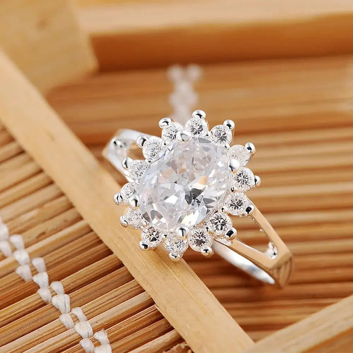 Wholesale 925 Sterling Silver Crystal Ring – Elegant Valentine Gift Jewelry for Women - VeauBeauty