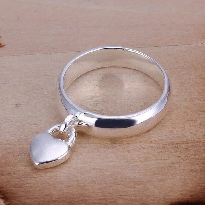 Wholesale Women 925 Sterling Silver Romantic Heart Wedding Ring Gift - VeauBeauty