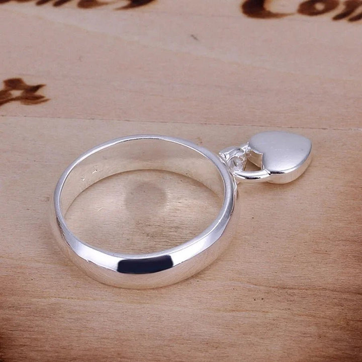 Wholesale Women 925 Sterling Silver Romantic Heart Wedding Ring Gift - VeauBeauty