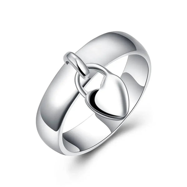 Wholesale Women 925 Sterling Silver Romantic Heart Wedding Ring Gift - VeauBeauty