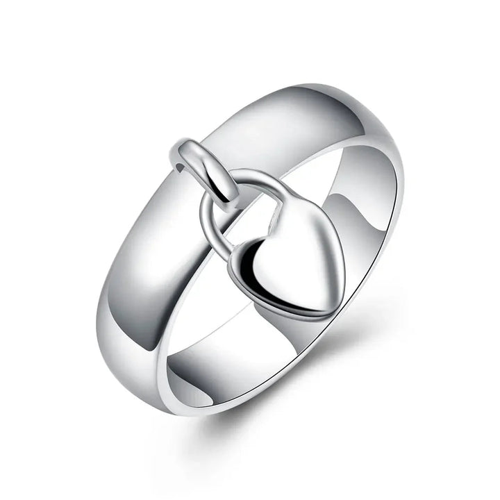 Wholesale Women 925 Sterling Silver Romantic Heart Wedding Ring Gift - VeauBeauty