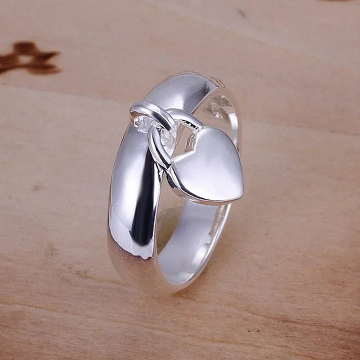Wholesale Women 925 Sterling Silver Romantic Heart Wedding Ring Gift - VeauBeauty