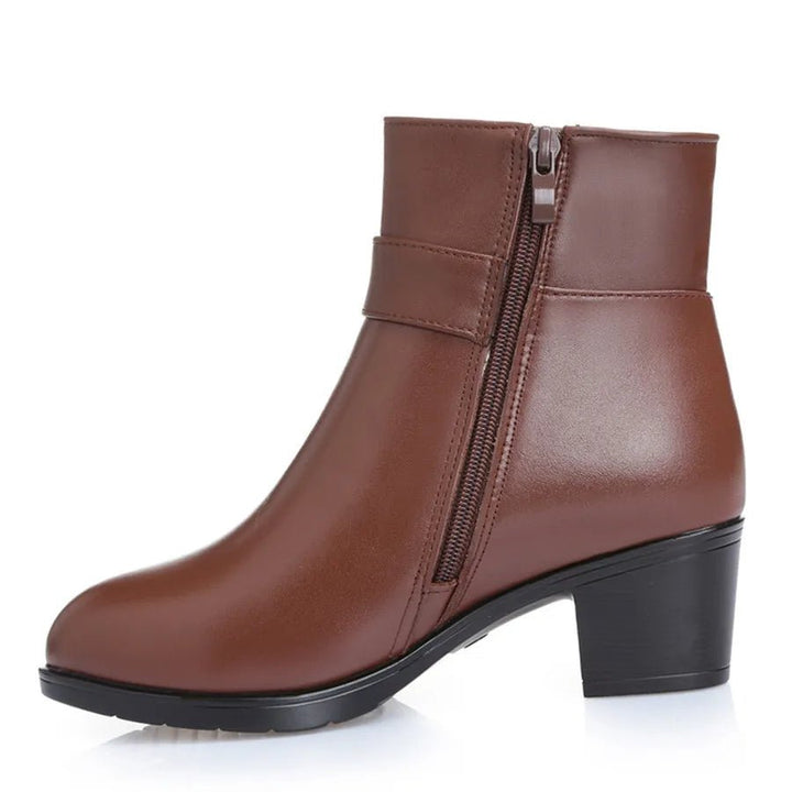 Winter Wool - Lined Genuine Leather Boots – Large Size Ankle Snow Boots - VeauBeauty