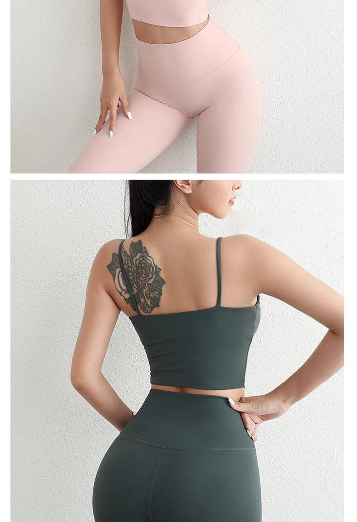 Women's Adjustable Strap Yoga Set – U - Cut Sports Bra & Scrunch Butt Leggings - VeauBeauty
