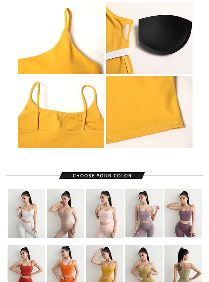 Women's Adjustable Strap Yoga Set – U - Cut Sports Bra & Scrunch Butt Leggings - VeauBeauty