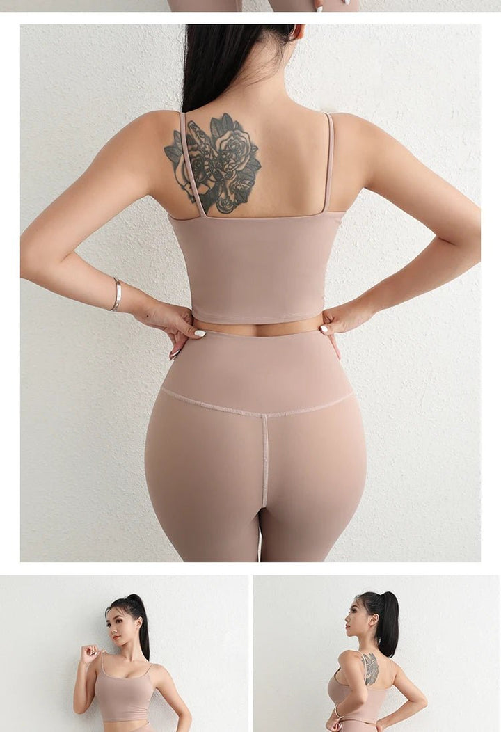 Women's Adjustable Strap Yoga Set – U - Cut Sports Bra & Scrunch Butt Leggings - VeauBeauty