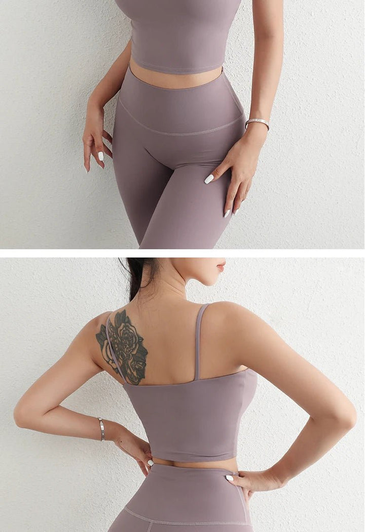 Women's Adjustable Strap Yoga Set – U - Cut Sports Bra & Scrunch Butt Leggings - VeauBeauty