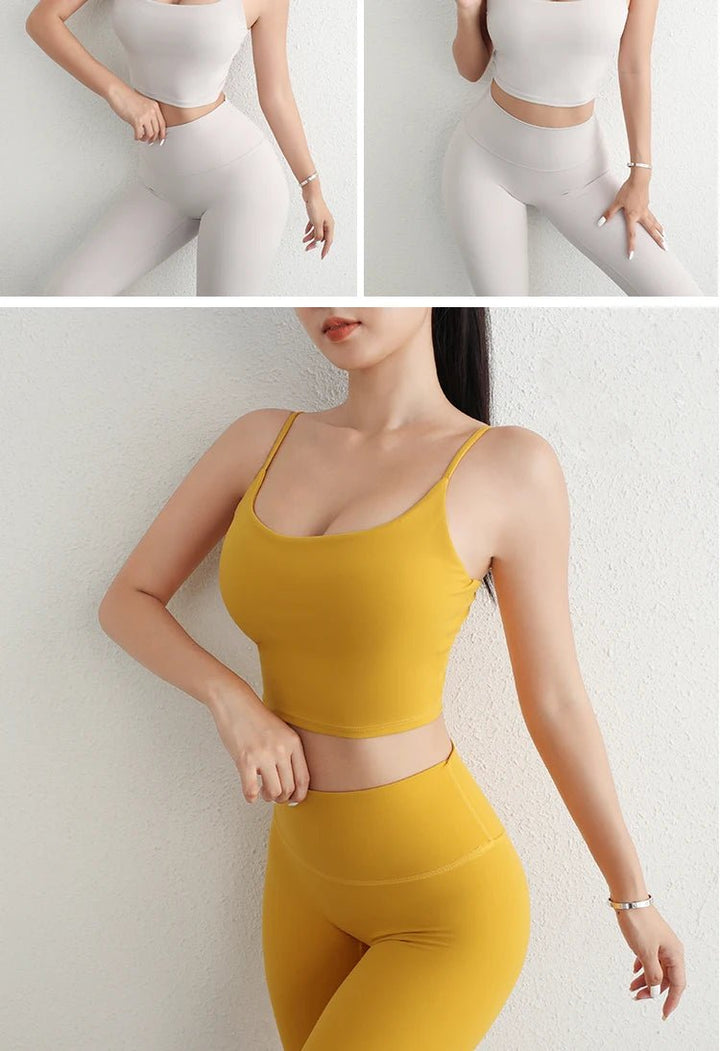 Women's Adjustable Strap Yoga Set – U - Cut Sports Bra & Scrunch Butt Leggings - VeauBeauty