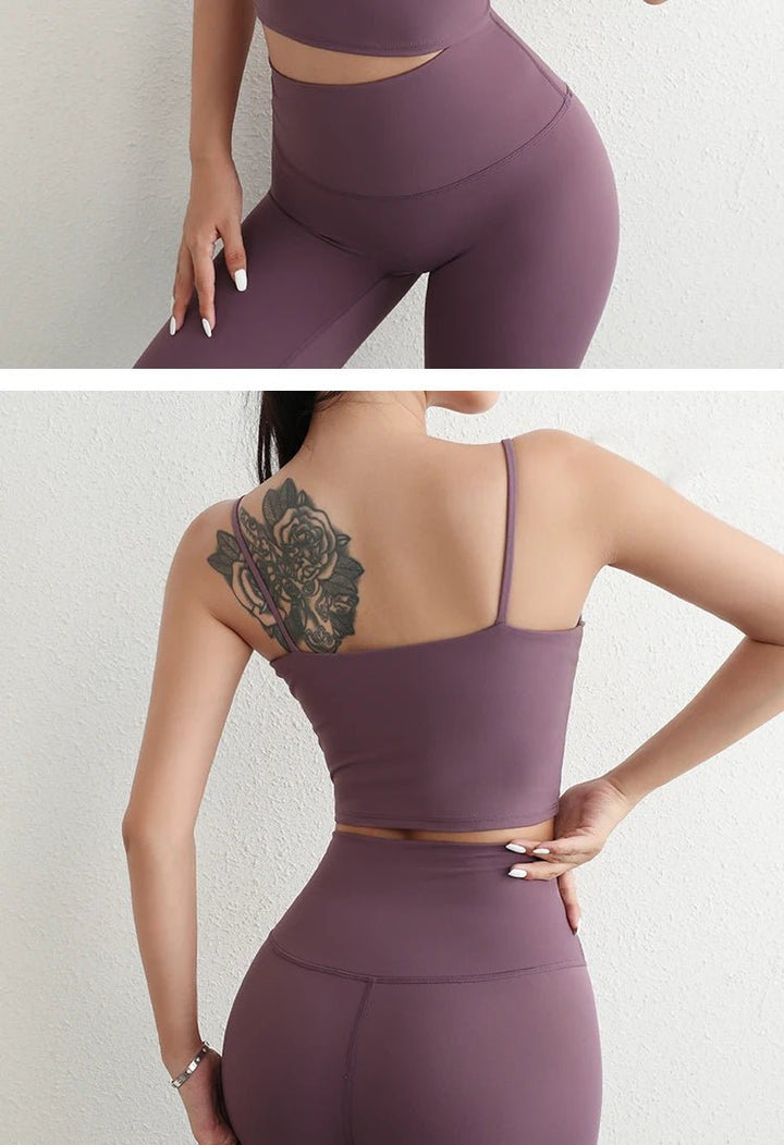 Women's Adjustable Strap Yoga Set – U - Cut Sports Bra & Scrunch Butt Leggings - VeauBeauty