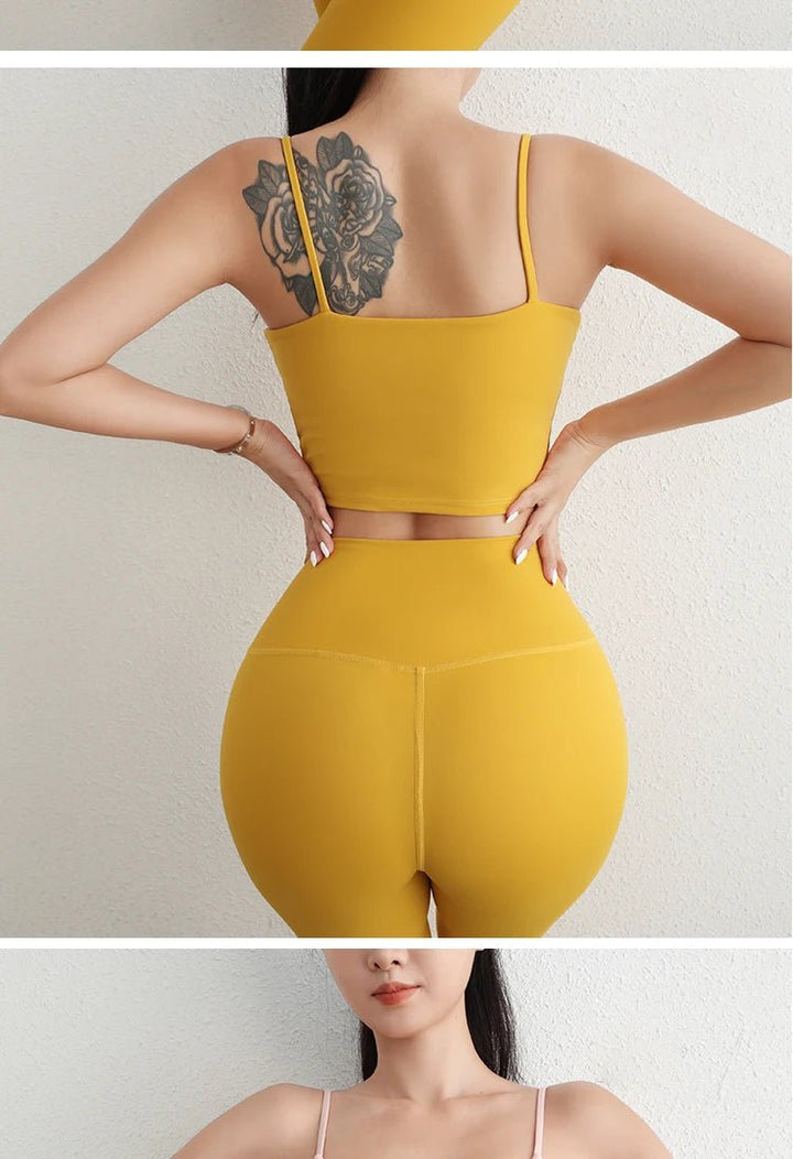 Women's Adjustable Strap Yoga Set – U - Cut Sports Bra & Scrunch Butt Leggings - VeauBeauty