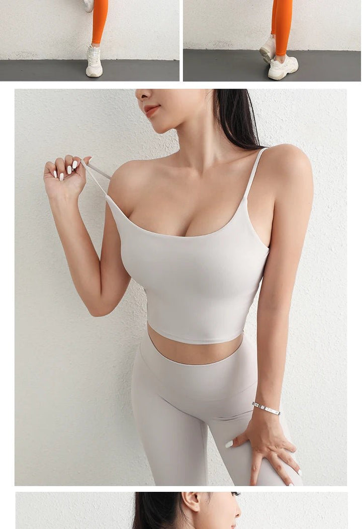 Women's Adjustable Strap Yoga Set – U - Cut Sports Bra & Scrunch Butt Leggings - VeauBeauty