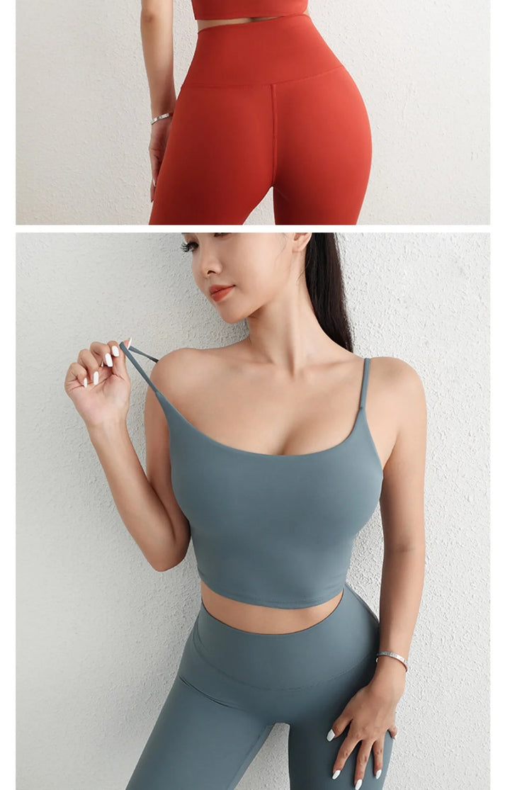Women's Adjustable Strap Yoga Set – U - Cut Sports Bra & Scrunch Butt Leggings - VeauBeauty