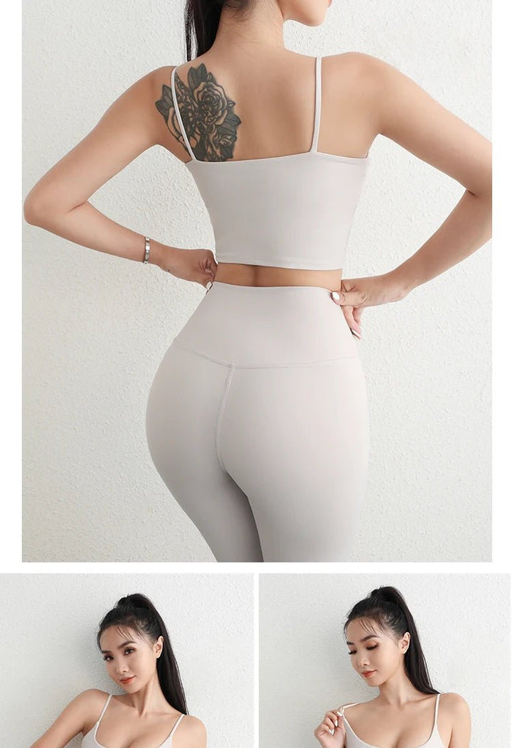 Women's Adjustable Strap Yoga Set – U - Cut Sports Bra & Scrunch Butt Leggings - VeauBeauty