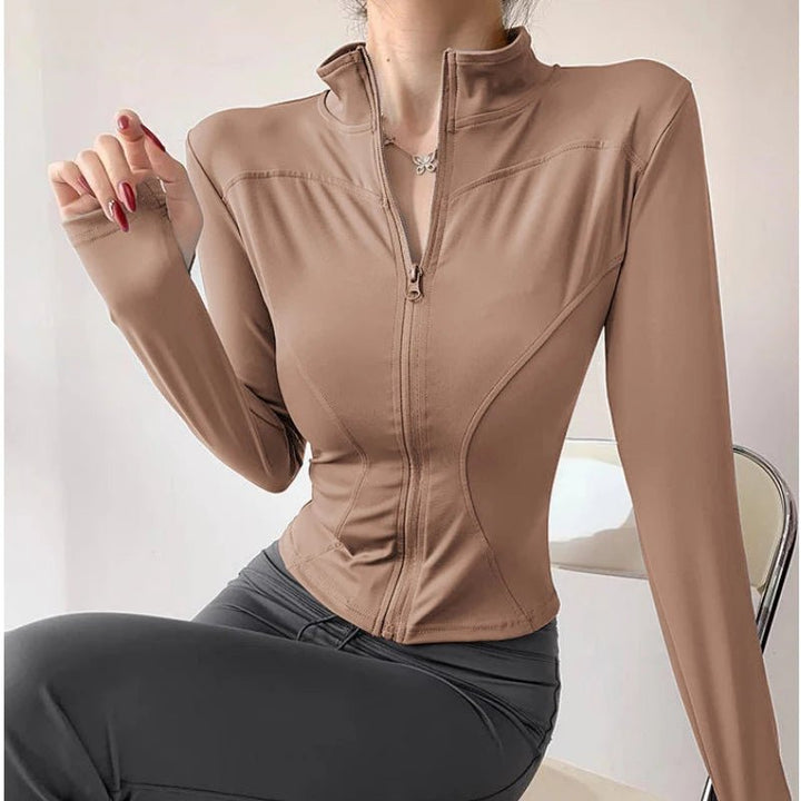 Women's Breathable Long Sleeve Workout Yoga Jacket – Activewear Gym Zip - Up - VeauBeauty