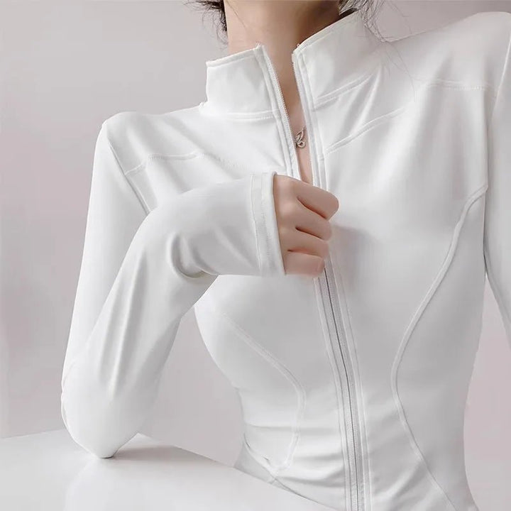 Women's Breathable Long Sleeve Workout Yoga Jacket – Activewear Gym Zip - Up - VeauBeauty