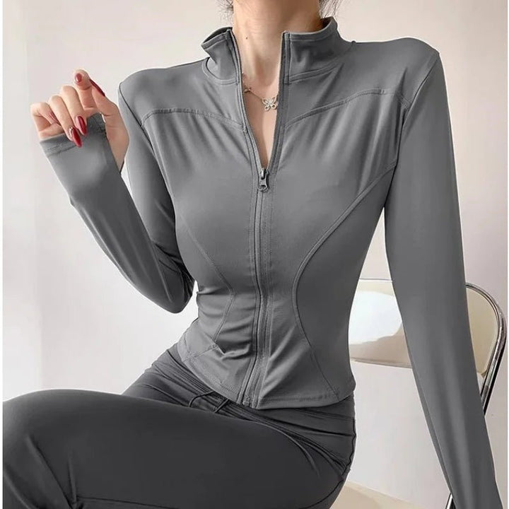 Women's Breathable Long Sleeve Workout Yoga Jacket – Activewear Gym Zip - Up - VeauBeauty