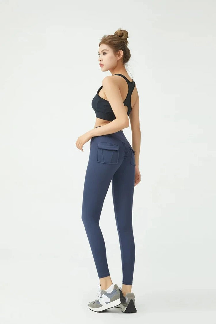 Women's Cargo Wind Fitness Pants – High Waist Stretch Yoga Leggings with Pockets - VeauBeauty