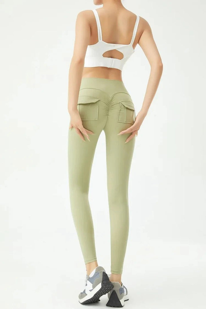 Women's Cargo Wind Fitness Pants – High Waist Stretch Yoga Leggings with Pockets - VeauBeauty