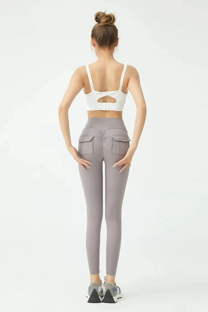 Women's Cargo Wind Fitness Pants – High Waist Stretch Yoga Leggings with Pockets - VeauBeauty