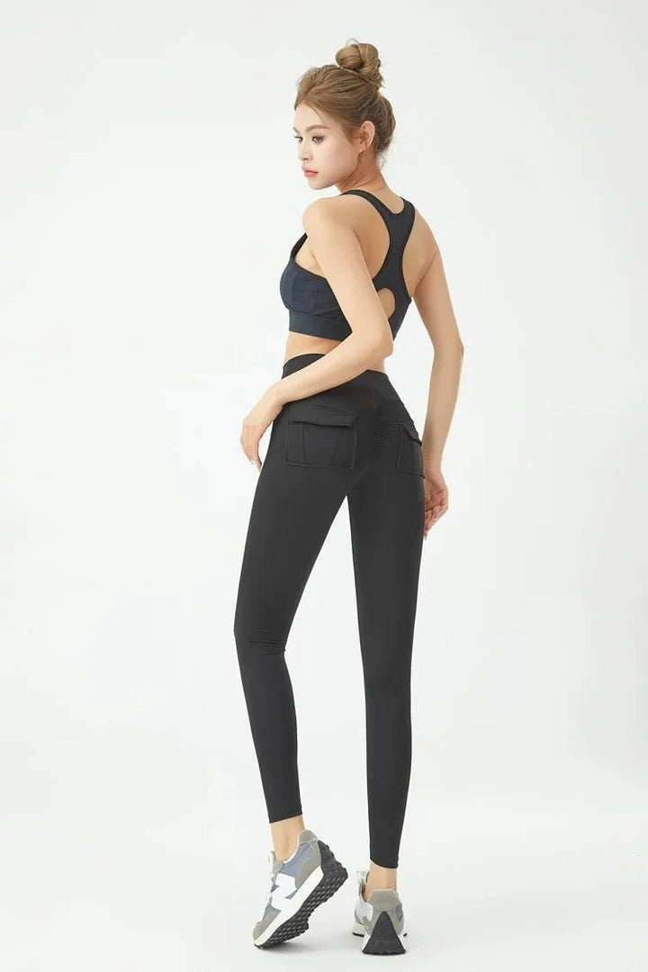 Women's Cargo Wind Fitness Pants – High Waist Stretch Yoga Leggings with Pockets - VeauBeauty