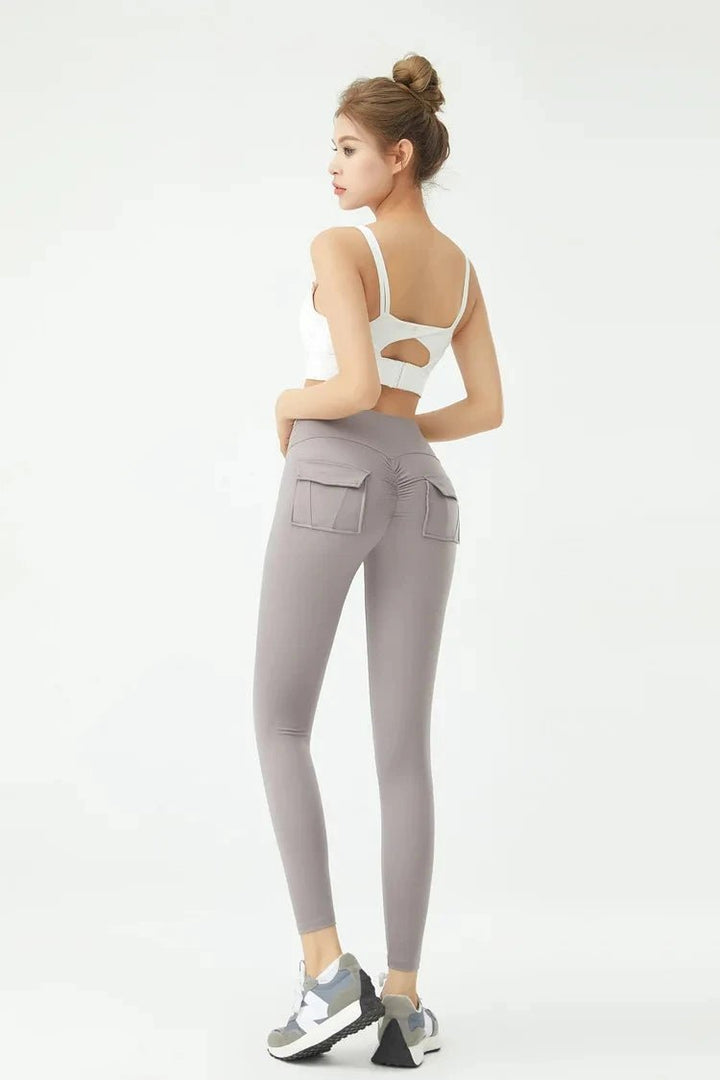Women's Cargo Wind Fitness Pants – High Waist Stretch Yoga Leggings with Pockets - VeauBeauty