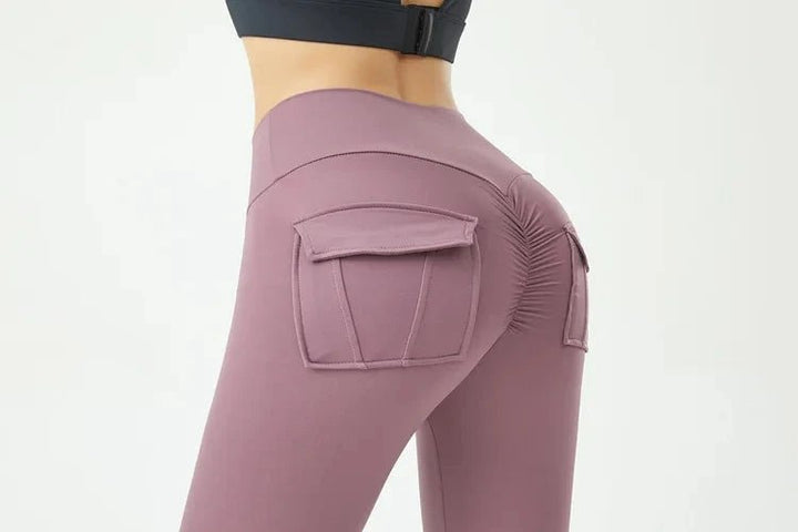 Women's Cargo Wind Fitness Pants – High Waist Stretch Yoga Leggings with Pockets - VeauBeauty