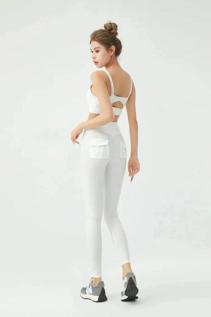 Women's Cargo Wind Fitness Pants – High Waist Stretch Yoga Leggings with Pockets - VeauBeauty