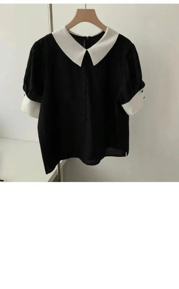 Women's Color Block Short Sleeve Shirt – Loose Fit Summer Commute Top - VeauBeauty