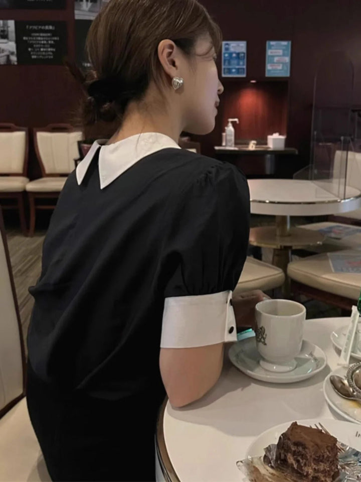 Women's Color Block Short Sleeve Shirt – Loose Fit Summer Commute Top - VeauBeauty