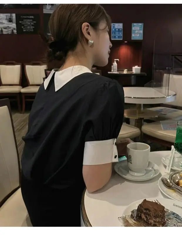 Women's Color Block Short Sleeve Shirt – Loose Fit Summer Commute Top - VeauBeauty