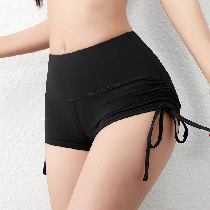 Women's Drawstring Side Bandage Yoga Shorts – High Waist Hip Lift Fitness Wear - VeauBeauty