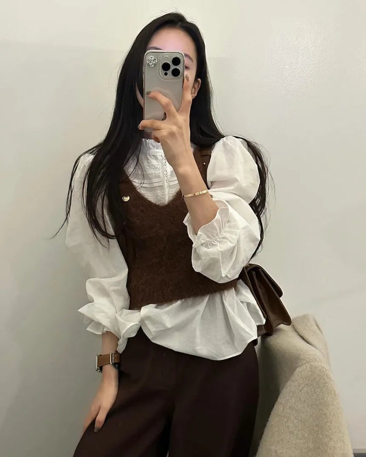 Women's Faux Fur V - Neck Vest – Spring Collection Elegant Outerwear - VeauBeauty