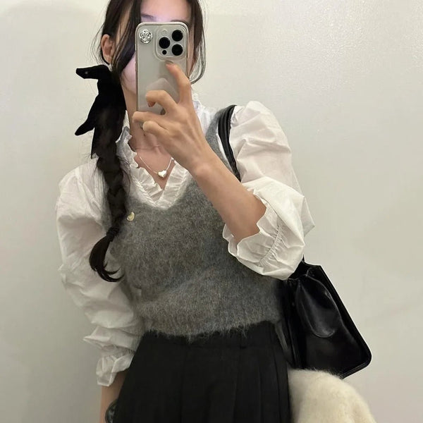 Women's Faux Fur V - Neck Vest – Spring Collection Elegant Outerwear - VeauBeauty