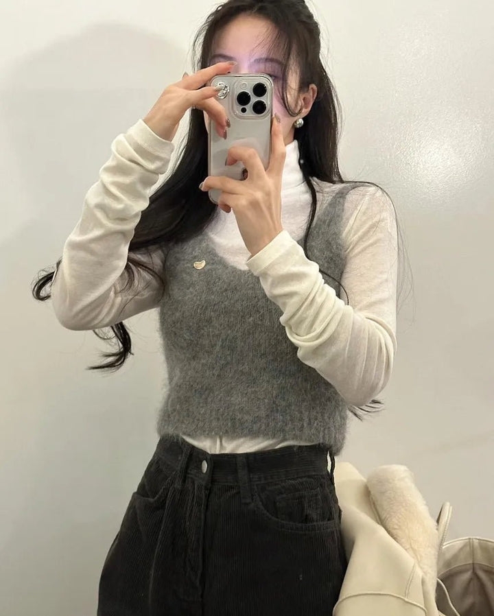 Women's Faux Fur V - Neck Vest – Spring Collection Elegant Outerwear - VeauBeauty