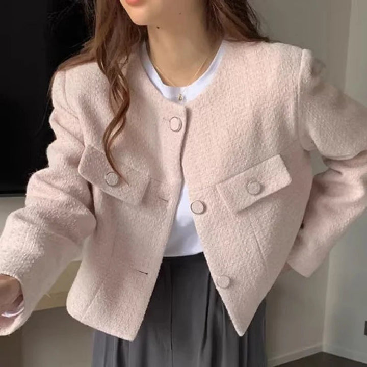 Women's French Style Short Coat – Elegant Single - Breasted Autumn Jacket - VeauBeauty