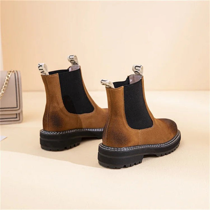 Women's Genuine Leather Chelsea Boots – Thick Sole Winter Ankle Martin Boots - VeauBeauty