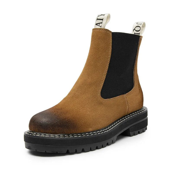 Women's Genuine Leather Chelsea Boots – Thick Sole Winter Ankle Martin Boots - VeauBeauty