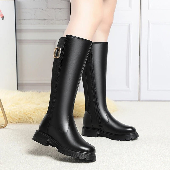 Women's Genuine Leather Knee - High Winter Boots with Wool Lining - Sizes 35–42 - VeauBeauty