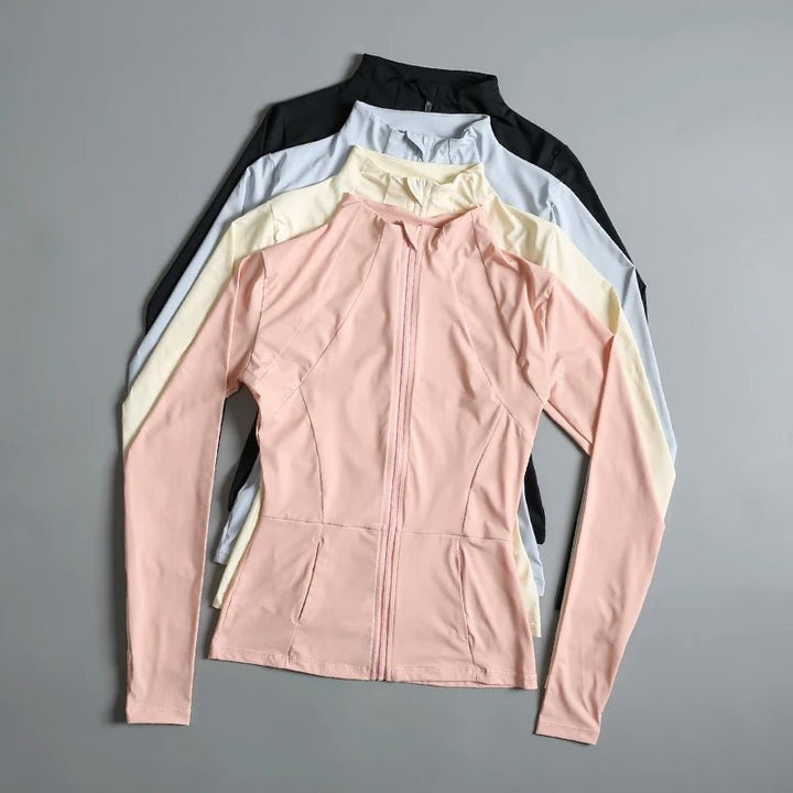 Women's High Elastic Yoga Jacket – Long Sleeve Loose Fit Fitness Top - VeauBeauty